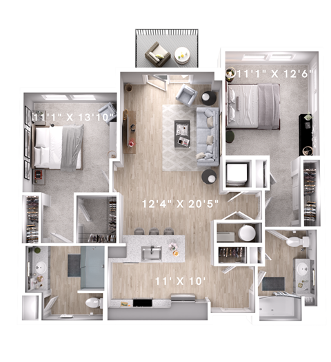 2BR 2BA (1089 SF - B4)